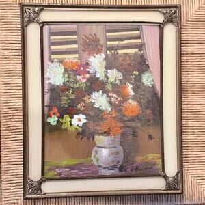 Vintage Floral Art – Framed, Signed J. Briand